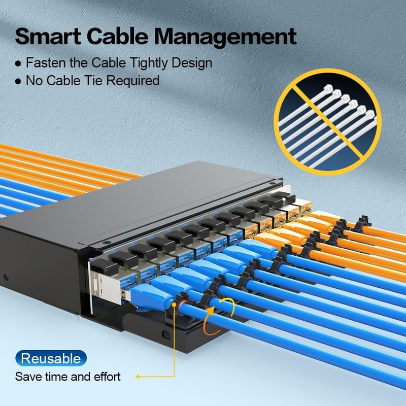Enmane 12 Port Patch Panel Blank Keystone Patch Panel Shielded Compatible with LC/SC/ST/FC/USB/HDMI Keystone Jack for Home/Office Ethernet Termination Box - Image 2